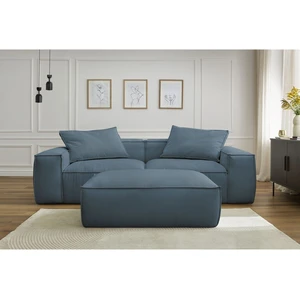 Canapé droit fixe 3 places ultra moelleux BOHEME velours côtelé avec pouf Bobochic pas cher