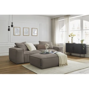 Canapé droit fixe 3 places ultra moelleux BOHEME velours côtelé avec pouf Bobochic pas cher