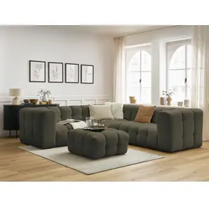 Canapé d'angle réversible CLOUD avec pouf Vert Réversible BOBOCHIC TU pas cher