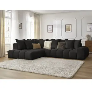 Canapé d'angle fixe EVEREST tissu texturé Bobochic pas cher