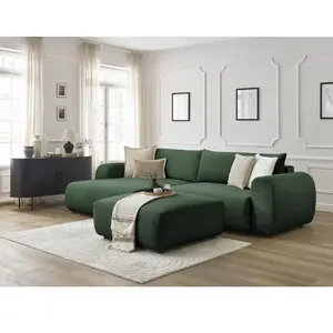 BOBOCHIC Canapé d'angle convertible coffre LUCIEN tissu lisse avec pou... pas cher