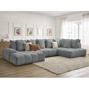 Bobochic canapé panoramique convertible coffre everest tissu chiné gris foncé  angle gauche EVERESTVendu parbobochic-paris