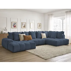Bobochic canapé panoramique convertible coffre everest tissu chiné bleu foncé  angle gauche EVERESTVendu parbobochic-paris