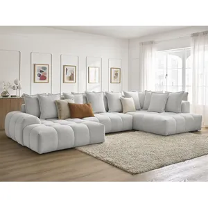 Bobochic canapé panoramique convertible coffre everest tissu chiné gris clair angle gauche EVERESTVendu parbobochic-paris