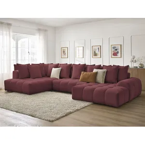 Bobochic canapé panoramique convertible coffre everest tissu chiné rouge  angle droit EVERESTVendu parbobochic-paris