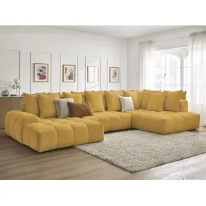 Bobochic canapé panoramique convertible coffre everest tissu chiné jaune angle gauche EVERESTVendu parbobochic-paris