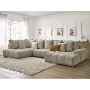 Comparateur de prix : Bobochic canapé panoramique convertible coffre everest tissu chiné taupe  angle droit EVEREST