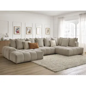 Comparateur de prix : Bobochic canapé panoramique convertible coffre everest tissu chiné taupe  angle gauche EVEREST