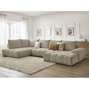 Canapé panoramique convertible coffre EVEREST tissu chiné Bobochic pas cher
