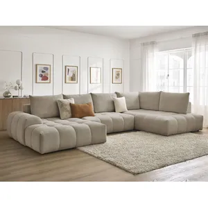 Canapé panoramique convertible coffre EVEREST tissu chiné Bobochic pas cher