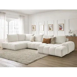 Canapé panoramique convertible coffre EVEREST tissu chiné Bobochic pas cher