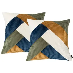 Bobochic lot de 2 coussins patchwork réversibles lara bleu 45x45 LARAVendu parbobochic-paris