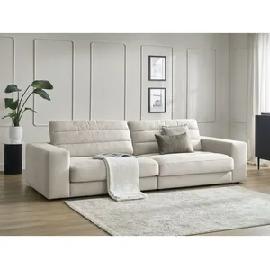Canapé droit fixe Bobochic Canapé droit fixe 3 places sierra velours Beige pas cher