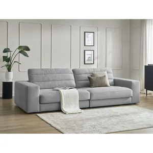 Bobochic canapé droit fixe 3 places sierra velours gris clair SIERRA pas cher