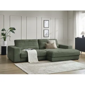 Bobochic canapé d'angle fixe sierra tissu texturé vert foncé  angle droit SIERRA pas cher