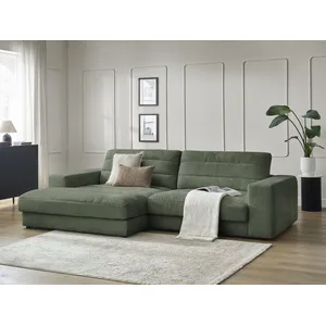 Bobochic canapé d'angle fixe sierra tissu texturé vert foncé angle gauche SIERRA pas cher