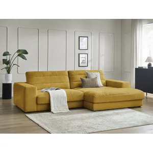 Bobochic canapé d'angle fixe sierra tissu texturé jaune  angle droit SIERRA