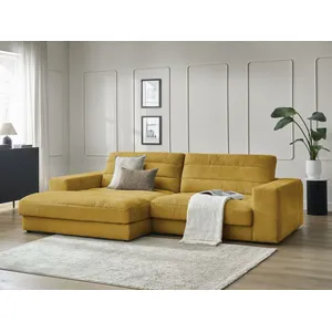 Bobochic canapé d'angle fixe sierra tissu texturé jaune  angle gauche SIERRA