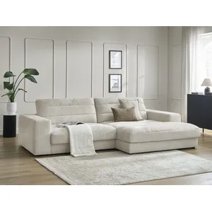 Bobochic canapé d'angle fixe sierra tissu texturé beige  angle droit SIERRA pas cher