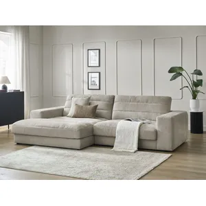 Bobochic canapé d'angle fixe sierra tissu texturé taupe  angle gauche SIERRA pas cher