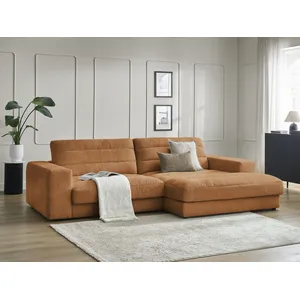 Bobochic canapé d'angle fixe sierra tissu texturé orange angle droit SIERRA pas cher