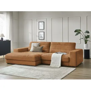 Bobochic canapé d'angle fixe sierra tissu texturé orange angle gauche SIERRA pas cher