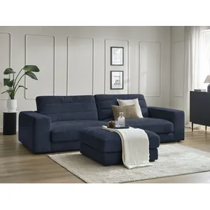 Canapé droit fixe 3 places SIERRA tissu texturé avec pouf Bobochic pas cher