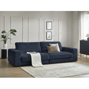 Canapé droit fixe 3 places SIERRA tissu texturé bleu foncé BOBOCHIC pas cher