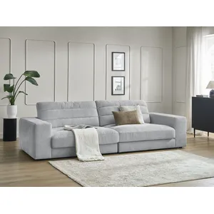 Canapé droit fixe 3 places SIERRA tissu texturé gris clair BOBOCHIC pas cher