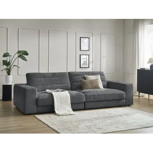 Canapé droit fixe 3 places SIERRA tissu texturé gris foncé BOBOCHIC pas cher