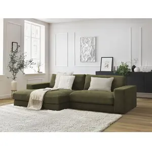 Canapé d'angle fixe compact LEONARD tissu texturé Bobochic pas cher