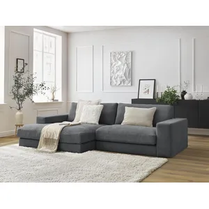Canapé d'angle fixe compact LEONARD tissu texturé Bobochic pas cher