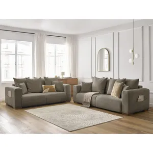 Ensemble canapé droit fixe 3 + 2 places SIDONIE tissu chiné Bobochic pas cher