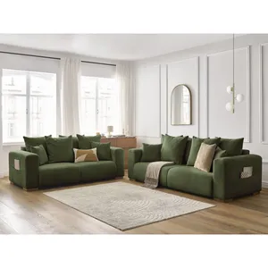 Ensemble canapé droit fixe 3 + 2 places SIDONIE tissu chiné Bobochic pas cher