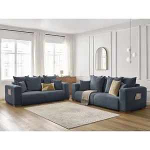 Ensemble canapé droit fixe 3 + 2 places SIDONIE tissu chiné Bobochic pas cher