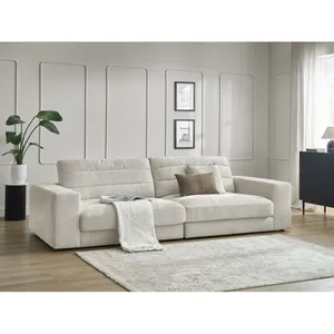 Bobochic canapé droit fixe 3 places sierra tissu texturé beige SIERRA pas cher