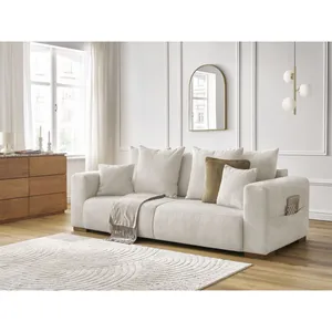 Bobochic canapé droit fixe 3 places sidonie tissu chiné beige SIDONIE pas cher
