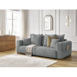 Canapé droit fixe 3 places SIDONIE tissu chiné gris foncé   BOBOCHIC pas cher