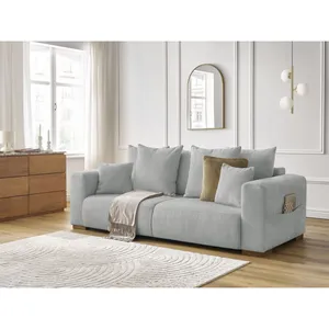 Canapé droit fixe 3 places SIDONIE tissu chiné gris clair BOBOCHIC pas cher