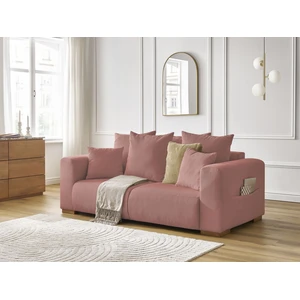 Bobochic canapé droit fixe 2 places sidonie velours côtelé rose SIDONIE pas cher
