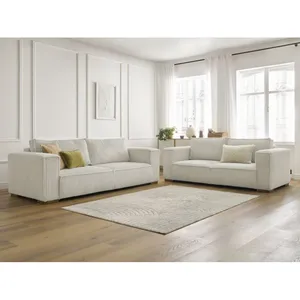 Ensemble canapé droit fixe 3 + 2 places CHELSEA gros côtelé doux Bobochic pas cher