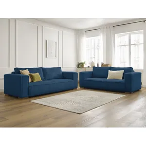 Ensemble canapé droit fixe 3 + 2 places CHELSEA gros côtelé doux Bobochic pas cher
