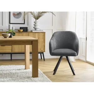 Lot de chaises SOPHIE tissu texturé et pieds étoile gris foncé BOBOCHIC pas cher