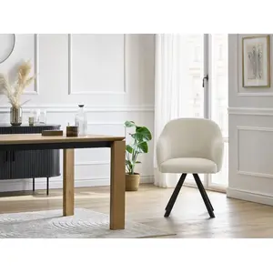 Lot de chaises SOPHIE tissu velours côtelé et pieds étoile beige BOBOCHIC pas cher