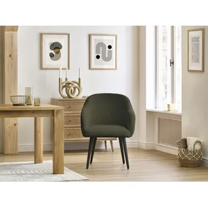 Chaise SOPHIE tissu bouclette et pieds scandinaves noirs vert BOBOCHIC pas cher