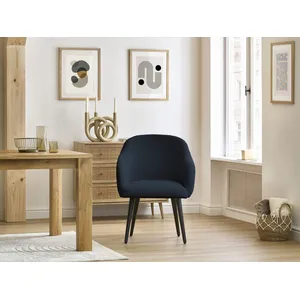 Chaise SOPHIE tissu bouclette et pieds scandinaves noirs Bobochic pas cher