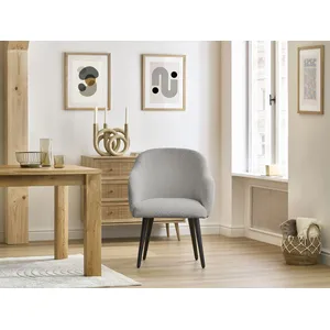 Chaise SOPHIE tissu bouclette et pieds scandinaves noirs Bobochic pas cher