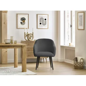 Chaise SOPHIE tissu bouclette et pieds scandinaves noirs Bobochic pas cher