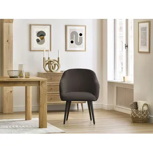 Chaise SOPHIE tissu bouclette et pieds scandinaves noirs marron BOBOCHIC pas cher