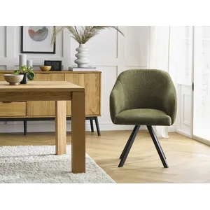 Lot de chaises SOPHIE tissu texturé et pieds étoile vert BOBOCHIC